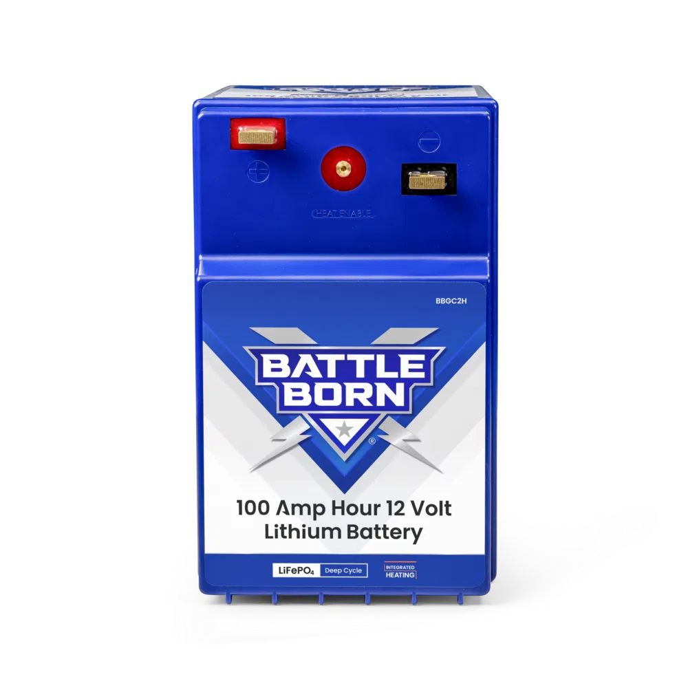 BBGC2H – BATTLE BORN Battery, Group GC2 12 Volt Flag Top Terminal Lithium Deep Cycle Battery 100 Ampere Hour Capacity...